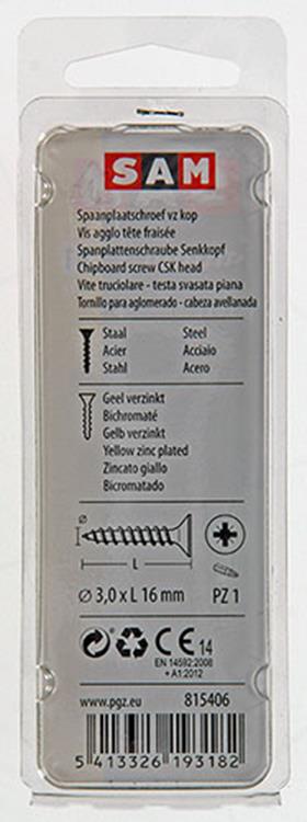 Afbeelding laden in galerijviewer, Mack 1017216 - spaanplaatschroef vz kop geelverz.50 st 3,0 x 16 mm | 10 stuks
