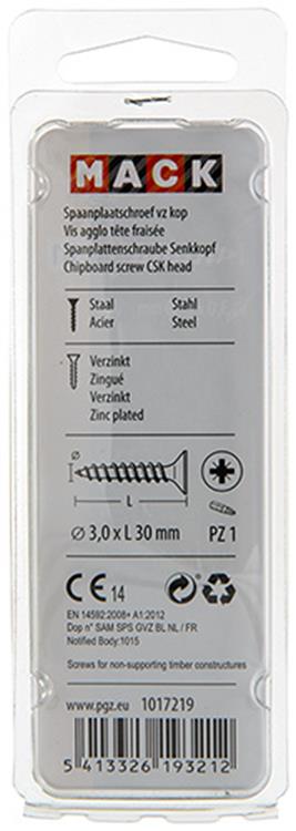 Afbeelding laden in galerijviewer, Mack 1017219 - spaanplaatschroef vz kop geelverz.35 st 3,0 x 30 mm | 10 stuks
