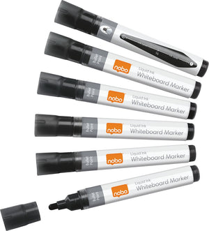 Nobo liquid ink whiteboard markers met ronde punt - pak van 10 stuks - zwart
