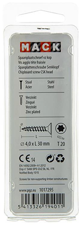 Chargez l'image dans la visionneuse de la galerie, Mack 1017295 - spaanplschr.vzkop-zelfb. geelverz. 22 st 4,0 x 30 mm | 10 stuks
