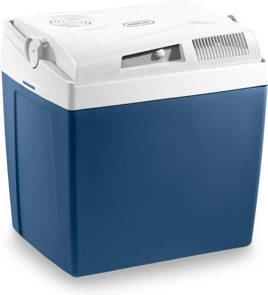 Mobicool me27 ac dc thermo-elektrische koelbox - 26l - 12 230v - energieklasse e - blauw wit