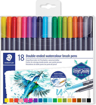 Staedtler design journey - dubbele brush pen met penseelpunt - set 18 st
