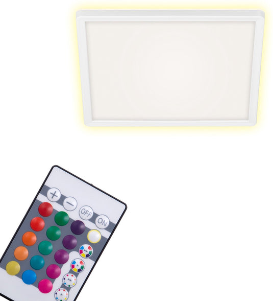 Briloner slim - led plafonniére - plafondlamp dimbaar - plafondlamp - rgb - kleurbediening - achtergrondverlichting - incl. afstandsbediening - 15 watt - 1.850 lumen - 4.000 kelvin - wit