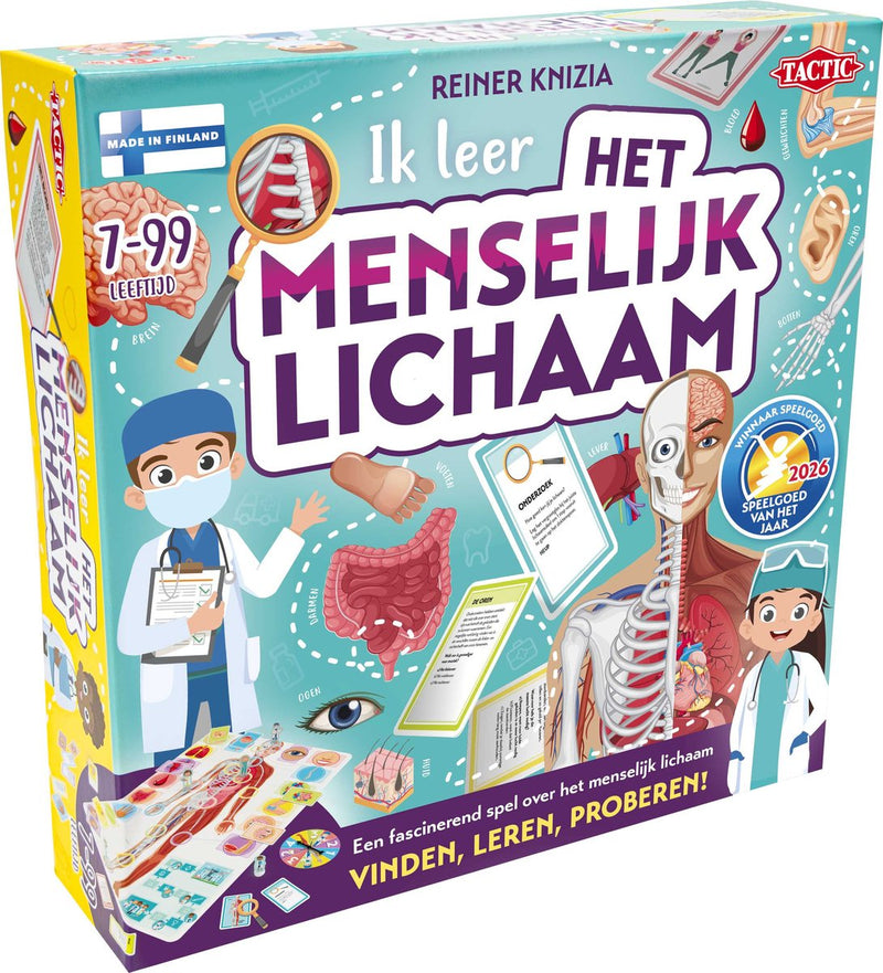Afbeelding laden in galerijviewer, Tactic ik leer: het menselijk lichaam – bordspel – winnaar speelgoed van het jaar 2026 – educatief - ontdek het menselijk lichaam en leer over anatomie – 150 kaarten - 2 tot 5 spelers – vanaf 7 jaar
