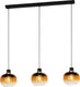 Eglo oilella hanglamp - e27 - 95 cm - amber glas - zwart geelkoper