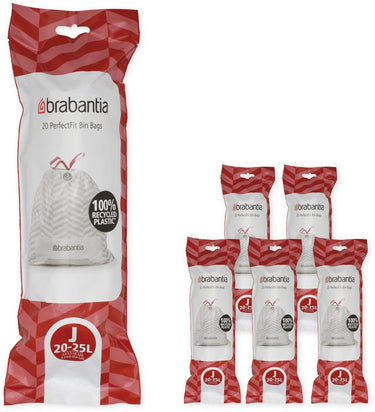 Brabantia perfectfit vuilniszakken - 20 25 l - code j - 6 rollen x 20 stuks