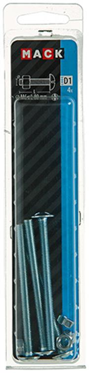 Afbeelding laden in galerijviewer, Mack 1017558 - kachelbout + moer staal verzinkt 4 st m6 x 80 mm | 5 stuks
