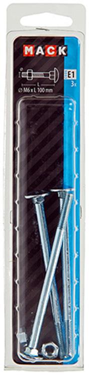 Afbeelding laden in galerijviewer, Mack 1017575 - houtbout + moer staal verzinkt3 st m6 x 100 mm | 5 stuks
