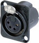 Neutrik nc4fd-lx-b xlr-connector flensbus, contacten recht aantal polen: 4 zwart 1 stuk(s)