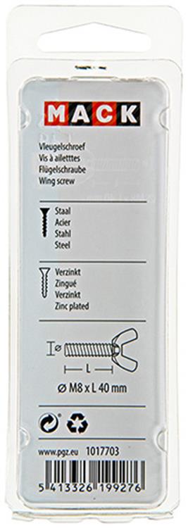 Mack 1017703 - vleugelschroef geelverzinkt 2 st m8 x 40 mm | 10 stuks