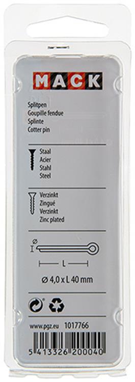 Afbeelding laden in galerijviewer, Mack 1017766 - splitpen staal verzinkt 10 st 4,0 x 40 mm | 10 stuks
