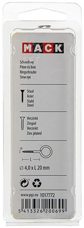 Cargue la imagen en el visor de la galería, Mack 1017772 - schroefoog staal verzinkt 10st 4,0 x 20 mm | 10 stuks
