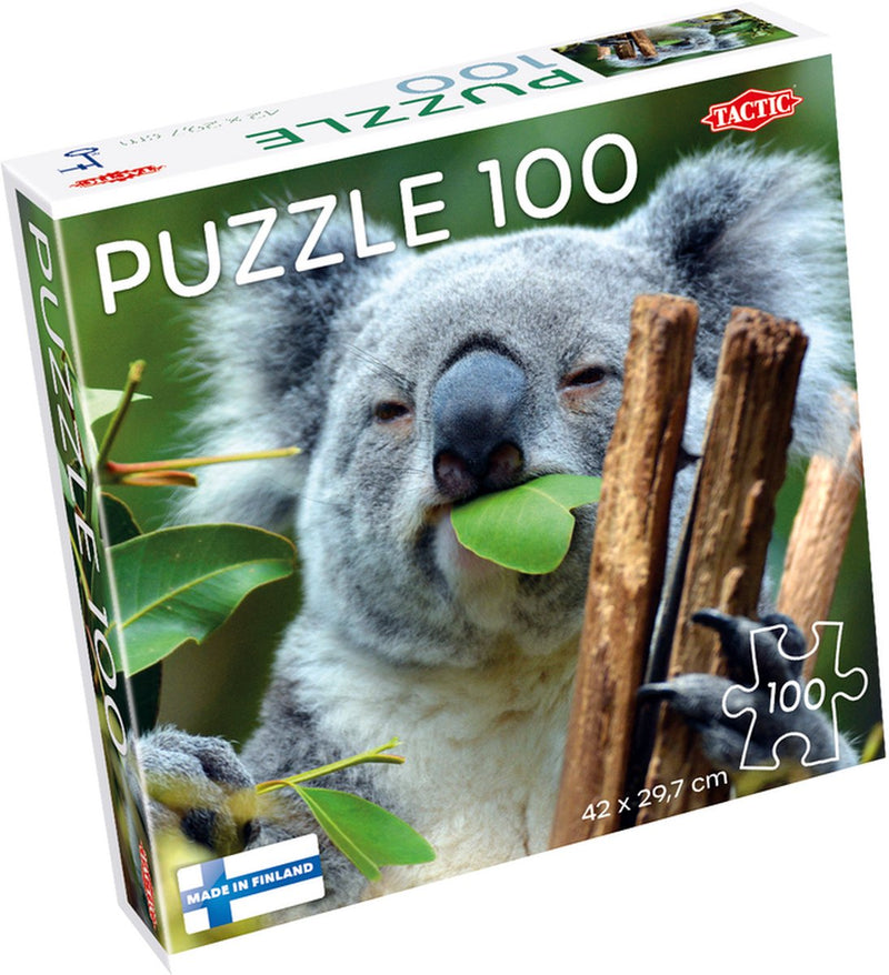 Afbeelding laden in galerijviewer, Tactic koala at lone pine – puzzel – 100 stukjes – schattig dierenportret uit australië – strak en rustgevend ontwerp – hoogwaardige scandinavische kwaliteit
