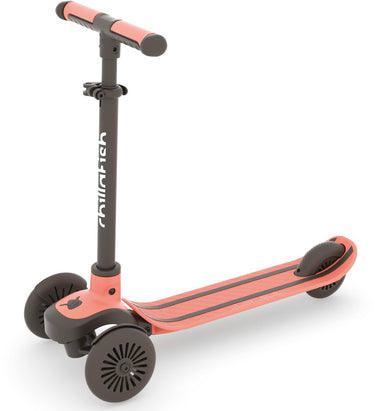 Chillafish kinderstep 3 jaar met drie wielen - oranje roze - lichtgewicht step met afneembaar stuur en voetrem - aanpasbaar in hoogte - leun-om-te-sturen - extra grip handgrepen - model scotti 3