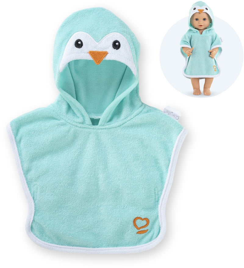 Afbeelding laden in galerijviewer, Corolle badcape babypop pinguin 36cm - poppenaccessoire blauw.
