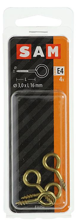 Afbeelding laden in galerijviewer, Mack 1019693 - schroefoog messing 4 st 3,0 x 16mm | 10 stuks
