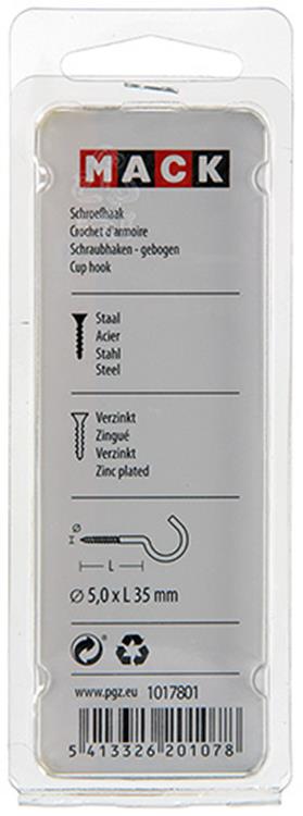 Afbeelding laden in galerijviewer, Mack 1017801 - schroefhaak staal verzinkt 4st 5,0 x 35 mm | 10 stuks
