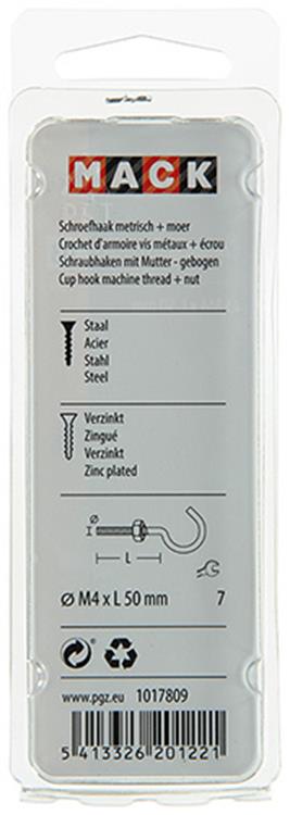 Laden Sie das Bild in Galerie -Viewer, Mack 1017809 - schroefhaak metrisch + moer verziinkt 5st m4 x 50 mm | 10 stuks
