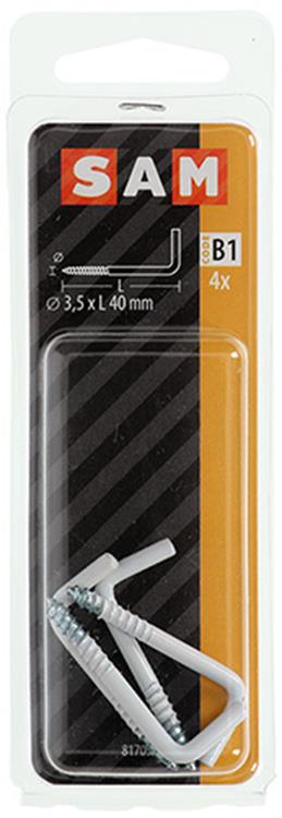 Cargue la imagen en el visor de la galería, Mack 1017827 - schroefduim staal wit 4 st 3,5 x 40 mm | 10 stuks
