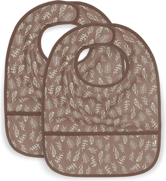Jollein - slab waterproof (meadow - chestnut) - polyester - polyurethaan - slabbetjes baby - 2 stuks - 40 cm