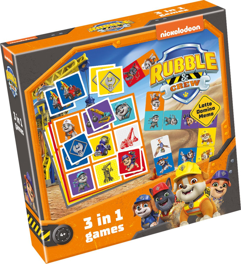 Afbeelding laden in galerijviewer, Tactic paw patrol rubble crew 3-in-1 spellenverzameling – kaartspel – lotto – domino – memo – kinderspel vanaf 4 jaar
