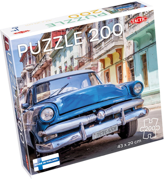 Tactic vintage car in havana – puzzel – 200 stukjes – klassieke auto en stadsbeeld – strak en rustgevend ontwerp – hoogwaardige scandinavische kwaliteit