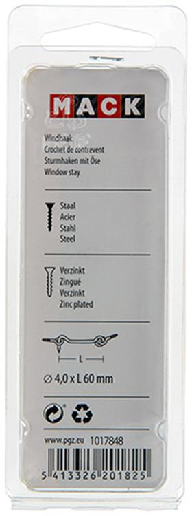 Afbeelding laden in galerijviewer, Mack 1017848 - windhaak staal verzinkt 2 st 4,0 x 60 mm | 10 stuks
