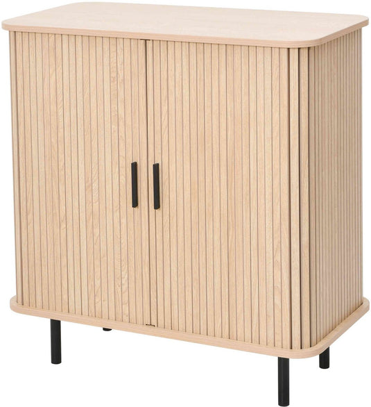 Mano leisure dressoir met schuifdeur - opbergkast 80 x 40 x 85 cm – eikenpatroon zwart metaal