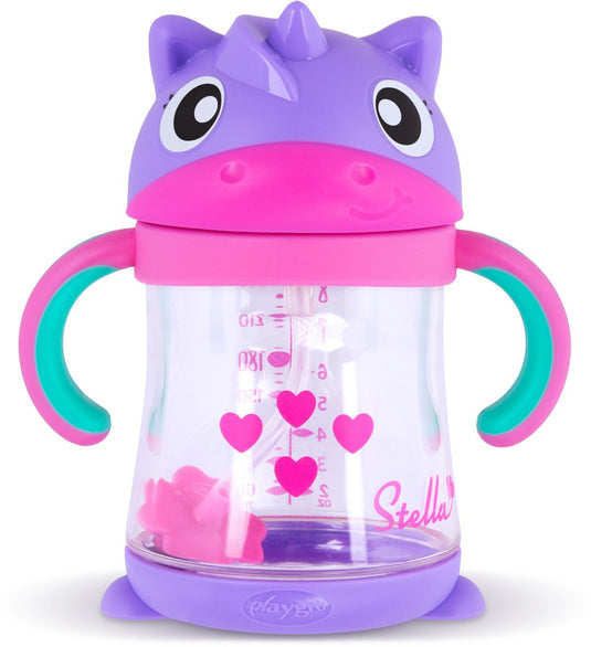 Playgro stella rietjesbeker met verzwaard rietje - antilek - bpa-vrij - vanaf 6 maanden - 240 ml - kunststof