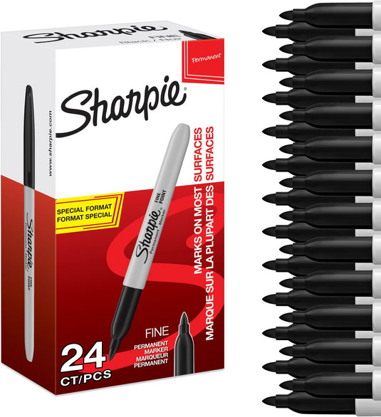 Sharpie permanentmarkers | fijne punt | zwarte inkt | 24 stuks