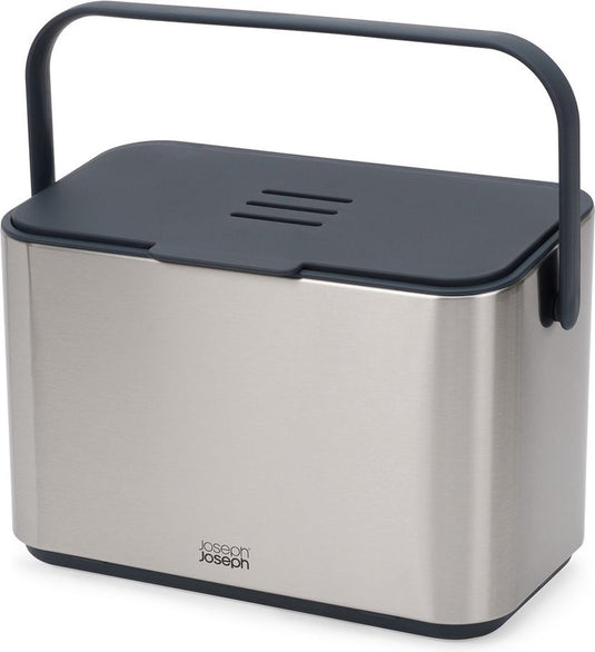Joseph joseph - collect keukenafval compostemmer met binnenbak 4 liter - roestvast staal - grijs