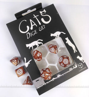 Q-workshop dobbelstenen set katten muffin - bruin - 7 stuks - dnd.