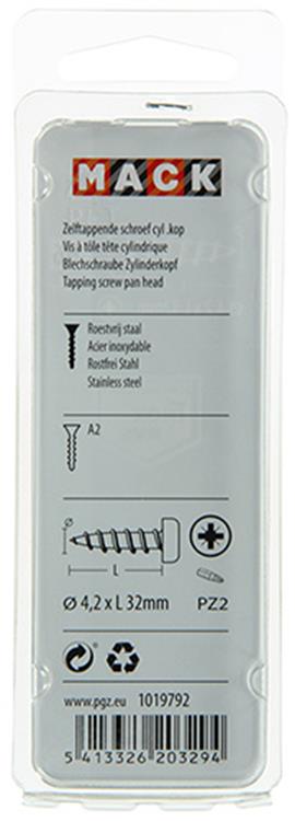 Afbeelding laden in galerijviewer, Mack 1019792 - zelftappende schroef cyl.kop a2 8 st 4,2 x 32 mm | 10 stuks
