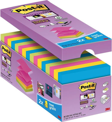 Post-it super sticky notes r330ssvp16eu 76x76mm assorti pak 16 stuks