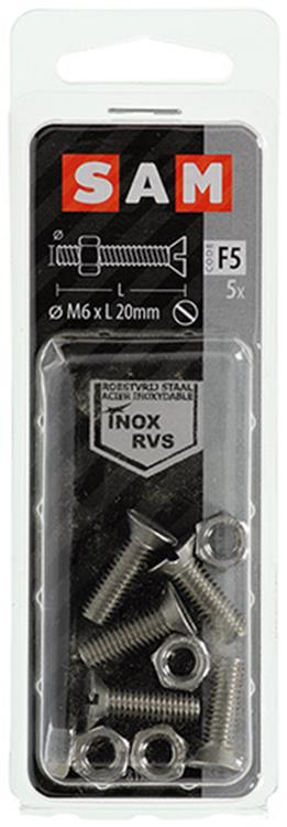 Afbeelding laden in galerijviewer, Mack 1019814 - metaalschroef verz. kop + moer rvs 5 st m6x20 | 10 stuks
