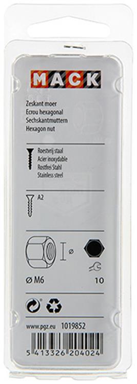 Afbeelding laden in galerijviewer, Mack 1019852 - zeskantmoer inox a2 12 st m6 | 10 stuks
