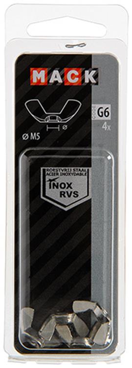 Afbeelding laden in galerijviewer, Mack 1019866 - vleugelmoer inox a2 4 st m5 | 10 stuks
