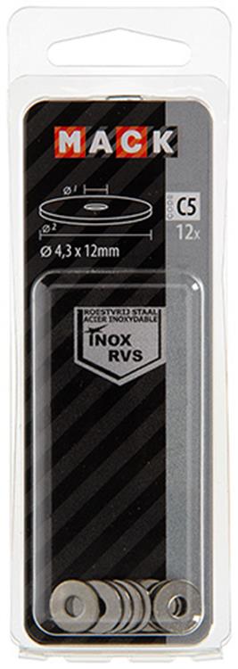 Mack 1019876 - carrosserie sluitring inox a2 12 st 4,3x12 | 10 stuks