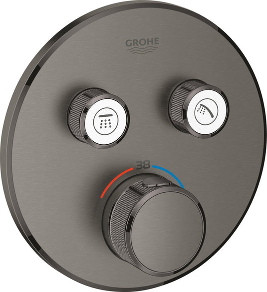 Grohe grohtherm smartcontrol thermostatiche douchekraan - inbouw mengkraan - met omstelling - rond - hard graphite geborsteld (mat donkergrijs)