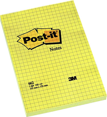 Quantore memoblok post-it 662 102x152mm ruit geel