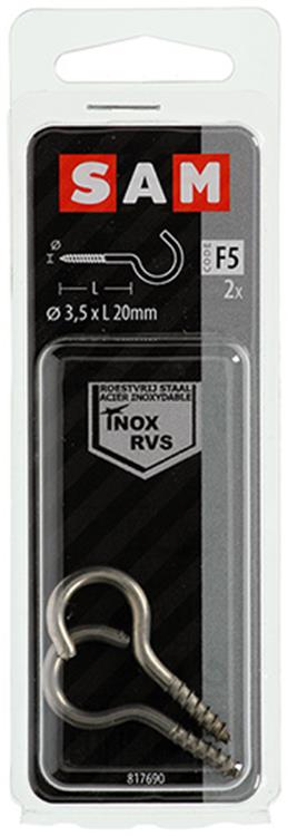 Afbeelding laden in galerijviewer, Mack 1019896 - schroefhaak roestvrijstaal 2 st 3,5 x 20 mm | 10 stuks
