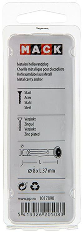 Afbeelding laden in galerijviewer, Mack 1017890 - metalen hollewandplug verzinkt4 st 8 x37 mm | 10 stuks
