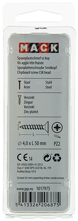 Afbeelding laden in galerijviewer, Mack 1017975 - spaanplaatschroef vz kop geelverz. 35st 4,0 x 50 mm | 5 stuks

