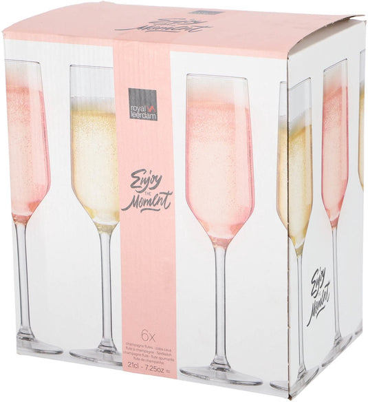 Royal leerdam champagneglazen set 6 stuks 21 cl transparant glas.