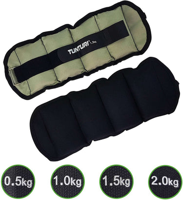 Tunturi enkelgewichten en polsgewichten - gewichten - 2 x 1,5kg - grijs