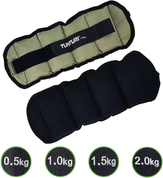Tunturi enkelgewichten en polsgewichten - gewichten - 2 x 1,5kg - grijs
