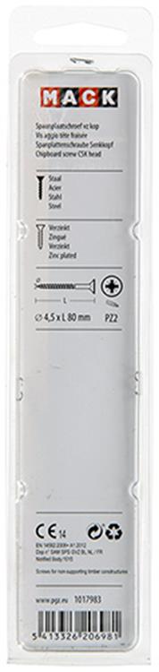 Afbeelding laden in galerijviewer, Mack 1017983 - spaanplaatschroef vz kop geelverz. 20st 4,5 x 80 mm | 5 stuks
