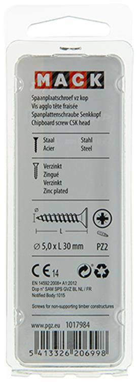 Afbeelding laden in galerijviewer, Mack 1017984 - spaanplaatschroef vz kop geelverz. 40st 5,0 x 30 mm | 5 stuks
