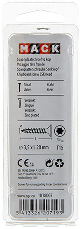 Afbeelding laden in galerijviewer, Mack 1018003 - spaanplschr.vzkop-zelfb. geelverz.100 st 3,5 x 20 mm | 5 stuks
