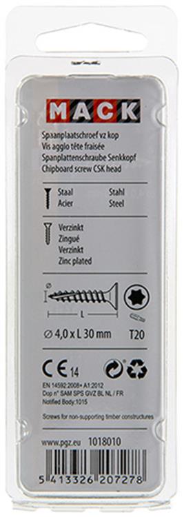 Chargez l'image dans la visionneuse de la galerie, Mack 1018010 - spaanplschr.vzkop-zelfb. geelverz. 65 st 4,0 x 30 mm | 5 stuks
